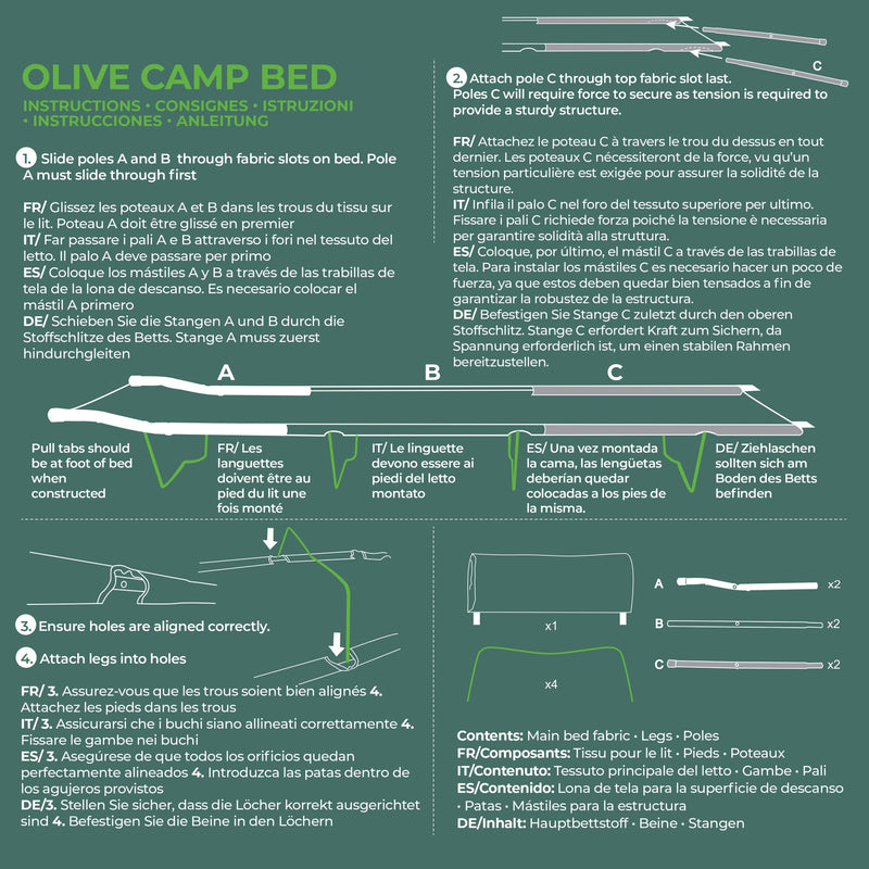 Highlander Olive Steel Camp Bed