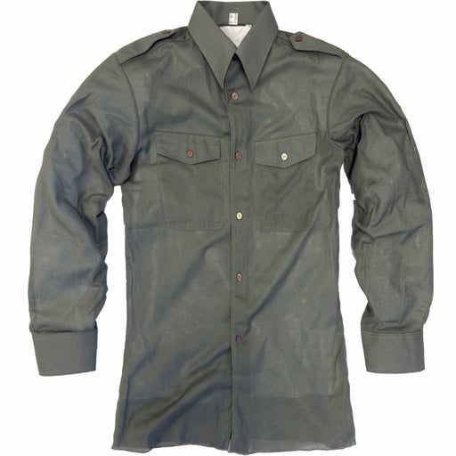 Austrian Army Lightweight Mesh Field Shirt Green shirt with buttons on a white background