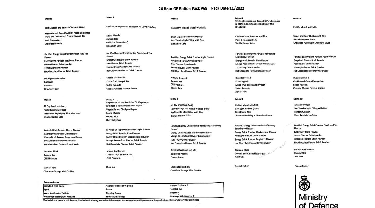 British Army 24 Hr MRE Ration Pack (Expiry 11/24) - Goarmy