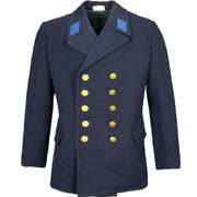 East German Navy Volksmarine Board Jacket Navy blue coat with gold buttons on a white background