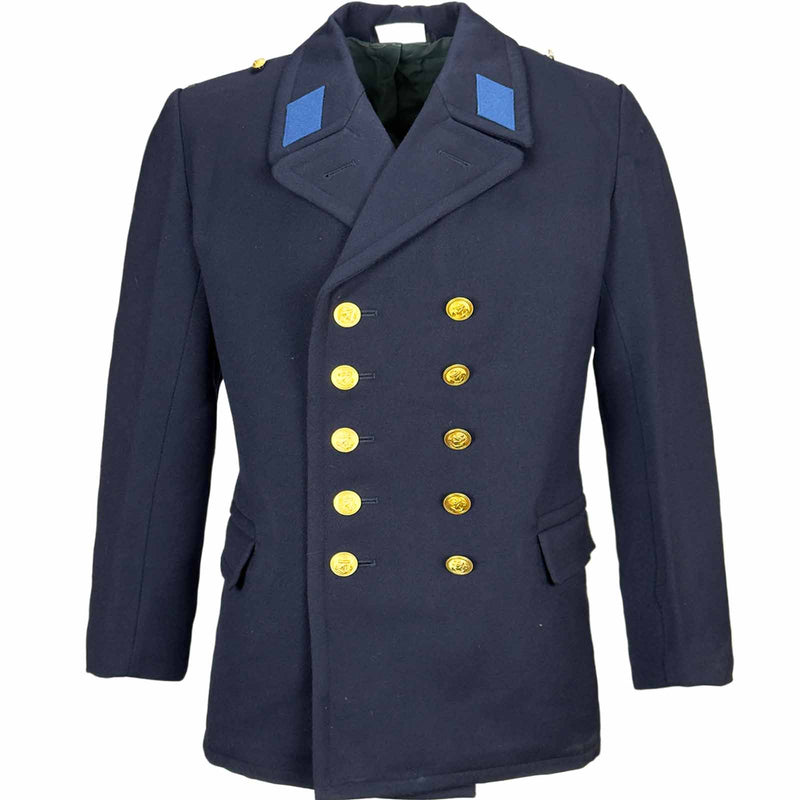 East German Navy Volksmarine Board Jacket Navy blue coat with gold buttons on a white background