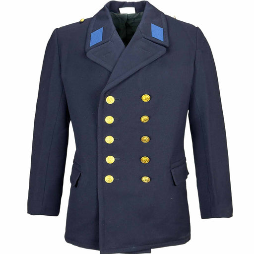 East German Navy Volksmarine Board Jacket Navy blue coat with gold buttons on a white background