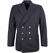 German Navy blue double-breasted jacket with gold buttons on a white background