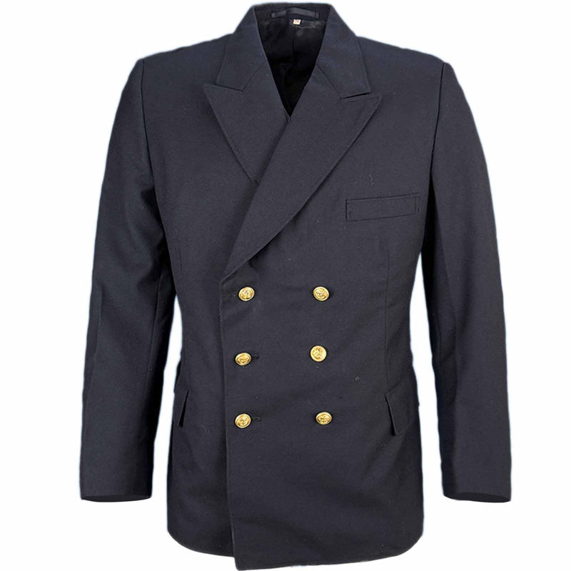 German Navy blue double-breasted jacket with gold buttons on a white background
