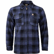 Jack Pyke Tundra Checked Fleece Shirt Blue and black plaid jacket on a white background