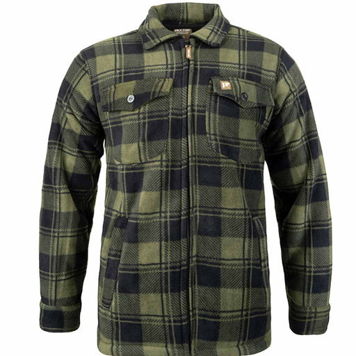 Jack Pyke Tundra Checked Fleece Shirt Green and black plaid shirt on a white background