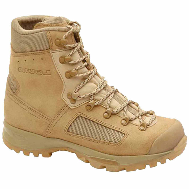 Lowa Elite Desert Combat Boots Tan tactical boot with brand logo on a white background