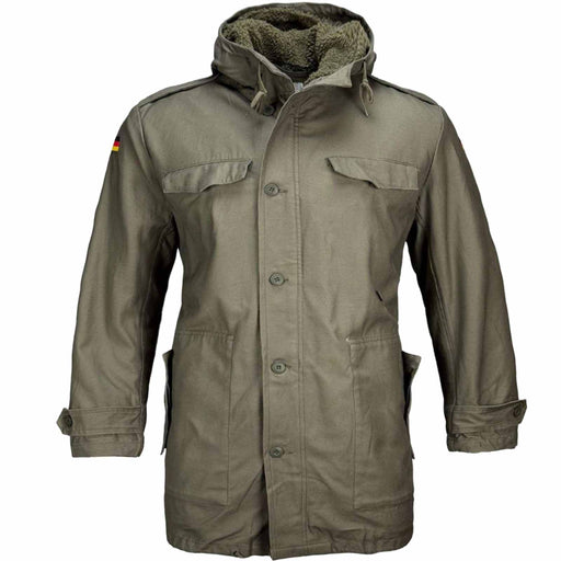 Miltec German Army Parka with Liner Green jacket with a hood on a white background