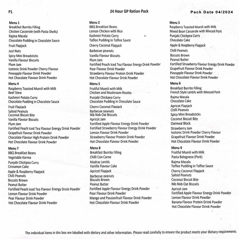 British Army MRE Rations - Box of 10