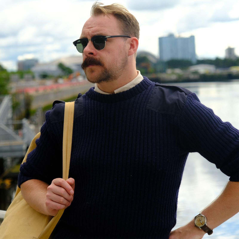 Royal Navy Wool Pullover | Rib Knit