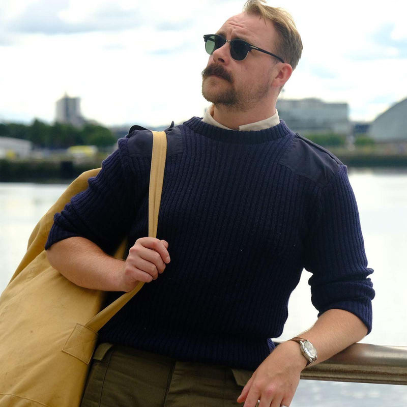 Royal Navy Wool Pullover | Rib Knit