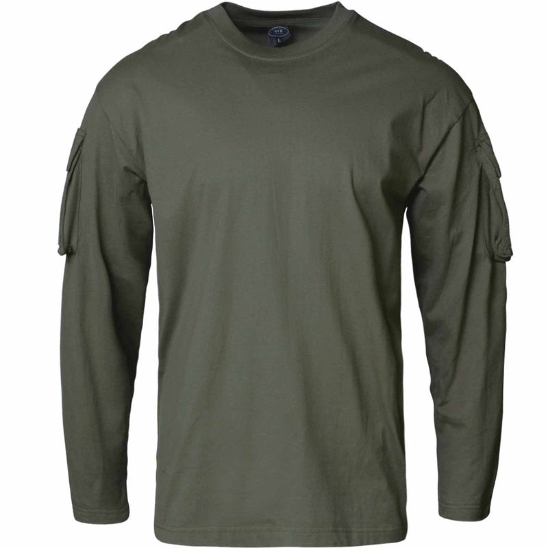 U.S Style Long Sleeve T-Shirt With Sleeve Pocket Olive - Goarmy