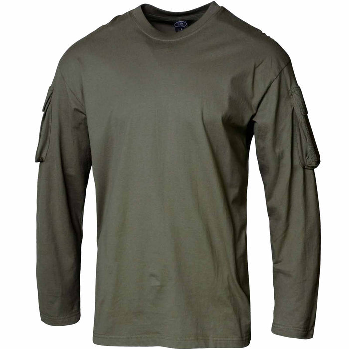 U.S Style Long Sleeve T-Shirt With Sleeve Pocket Olive - Goarmy